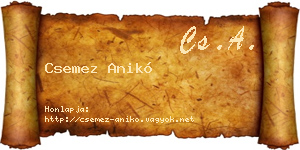 Csemez Anikó névjegykártya